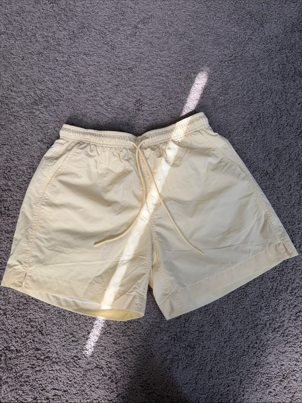 Men's Athletic Drawstring Shorts in Pale Yellow